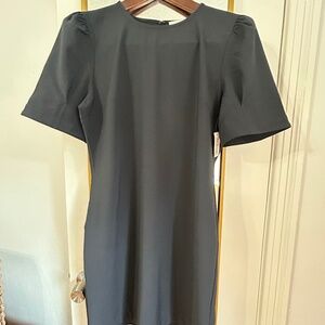 Lark & Ro Women's Fluid Stretch Crepe Puff Half Sleeve Crew Neck Dress Navy NWT